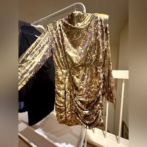 All Saints Lilliana Kettu Draped Dress - Gold